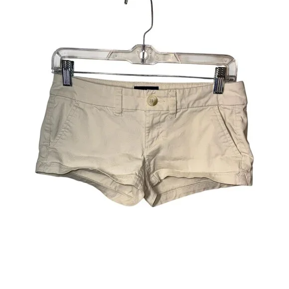 American Eagle Womens Khaki Shortie Stretch Shorts Size 00 - Picture 2 of 6